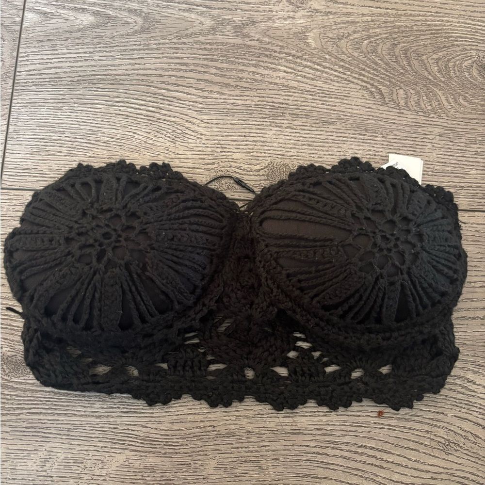 Zara Black Crochet Bandeau Top